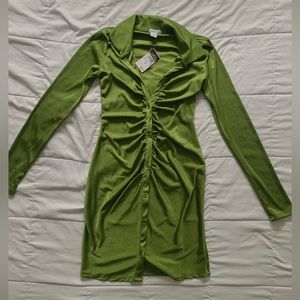 BRAND NEW green silky dress